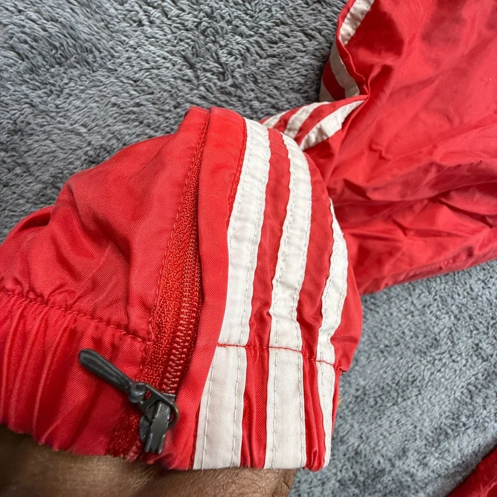 Adidas Originals Vintage 90s Red Nylon Track Pants Windbreaker Joggers Mens L